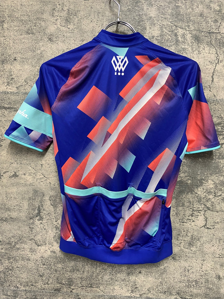 JT899 ラファ Rapha WOMEN'S 100 CORE JERSEY 半袖サイクルジャージ 青 XS ※タバコ臭