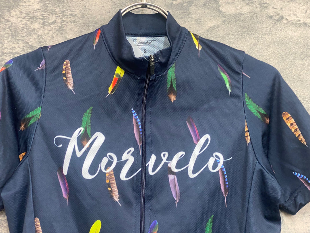 JN228 モルベロ MORVELO 半袖 サイクルジャージ 濃紺 総柄 S ※ほつれ
