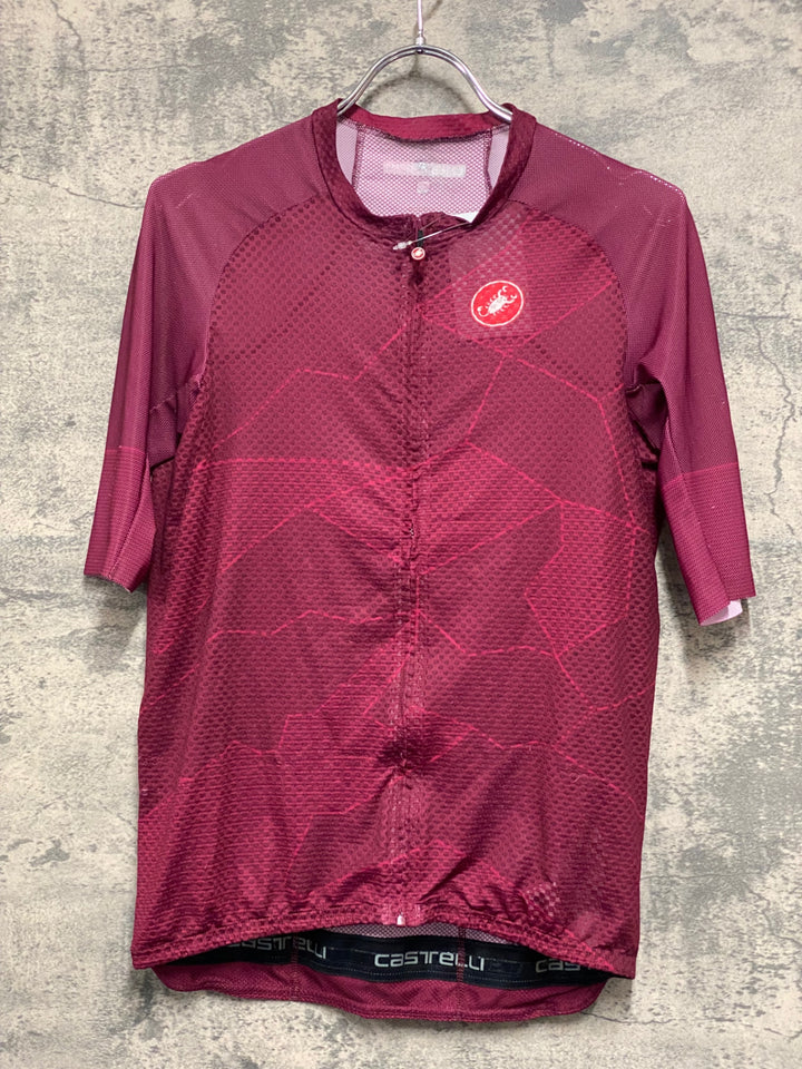 JV309 カステリ CASTELLI 半袖サイクルジャージ バーガンディー メッシュ L相当