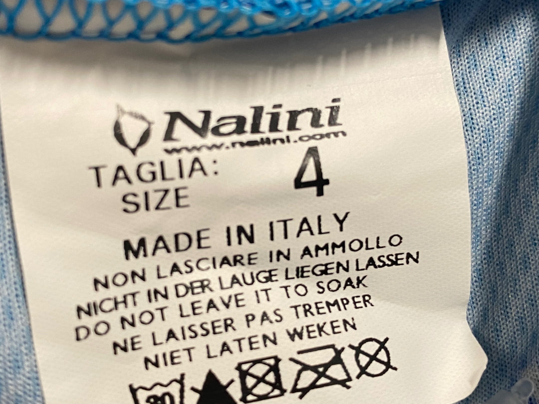 KE985 ナリーニ Nalini 半袖 サイクルジャージ 白 青 SIZE4 ハーフジップ ※染み