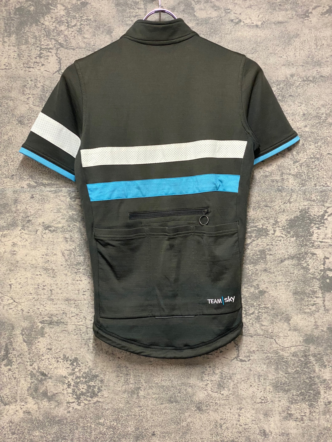 KP955 ラファ Rapha TEAM sky TRAINING BREVET JERSEY 半袖 サイクルジャージ 黒 スライブルー XS