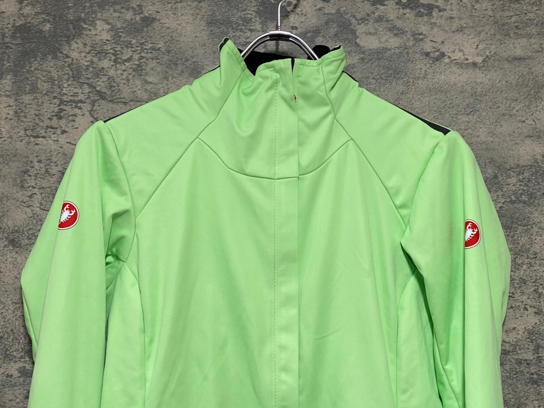 KP590 カステリ CASTELLI ROSSOCORSA 長袖 ダブルレイヤード サイクルジャケット ライトグリーン レディース S 裏起毛 GORE-TEX