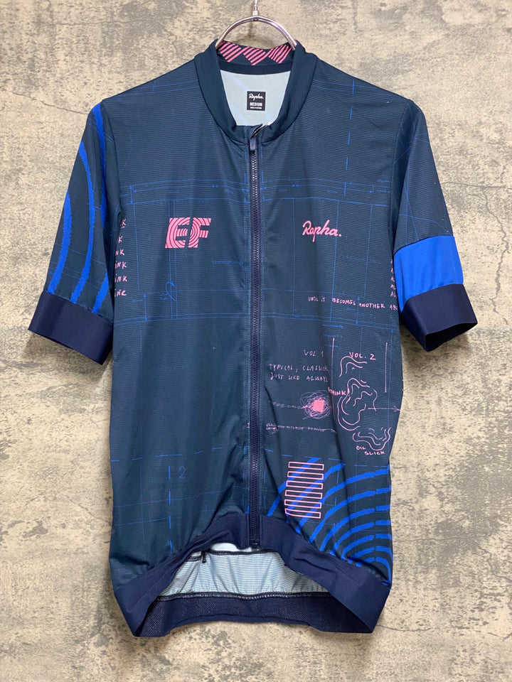 JK662 ラファ Rapha EF PRO TEAM TRAINING JERSEY 半袖 サイクルジャージ ネイビー ピンク M 毛玉あり
