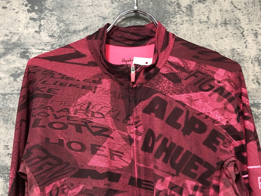KM922 ラファ Rapha PRO TEAM LONG SLEEVE THERMAL JERSEY ROAD GRAFFITI 長袖 サイクルジャージ ピンク L