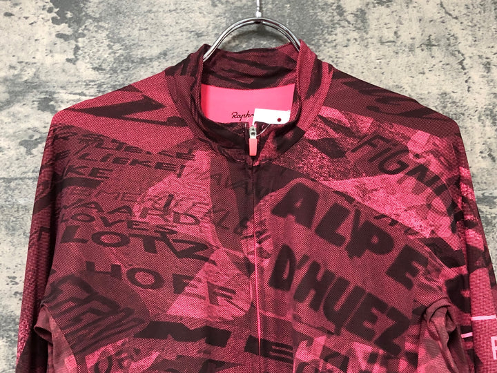 KM922 ラファ Rapha PRO TEAM LONG SLEEVE THERMAL JERSEY ROAD GRAFFITI 長袖 サイクルジャージ ピンク L
