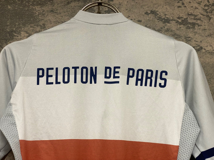 KH092 プロトンドパリ PELOTON DE PARIS 半袖 サイクルジャージ 白 バーガンディ XS