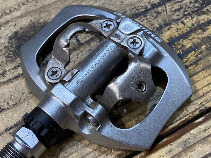 JZ349 シマノ SHIMANO PD-A530 ビンディングペダル 片面フラット SPD シルバー