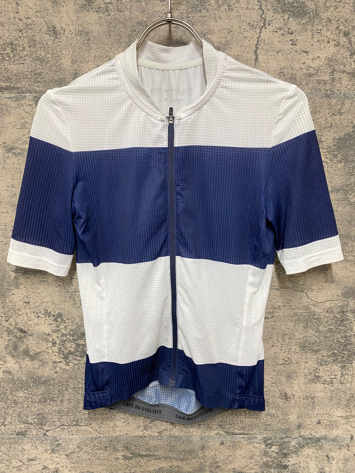KA840 カフェドシクリステ CAFE DU CYCLISTE ANGELE WOMAN 半袖 サイクルジャージ 白ネイビー Sサイズ