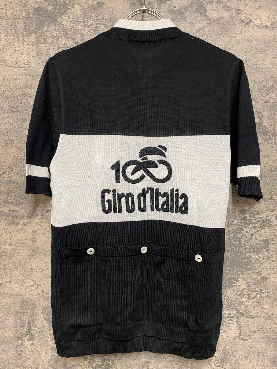 JN421 サンティーニ Santini 半袖 サイクルジャージ 黒 白 S ハーフジップ Giro d'Italia 100