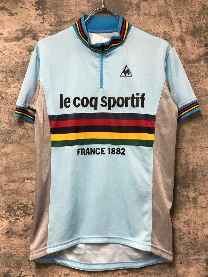 KO370 ルコックスポルティフ le coq sportif 半袖 サイクルジャージ 水色 グレー L ハーフジップ