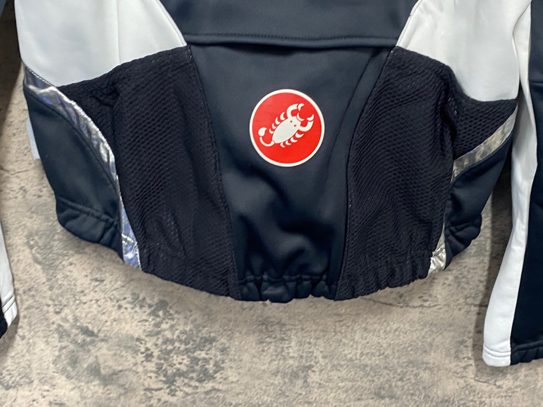 JW443 カステリ CASTELLI 長袖 サイクルジャケット 白 黒 S 裏起毛 GORE WINDSTOPPER