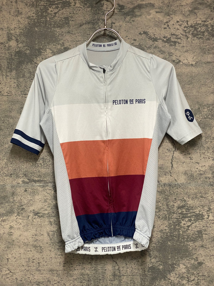KH092 プロトンドパリ PELOTON DE PARIS 半袖 サイクルジャージ 白 バーガンディ XS