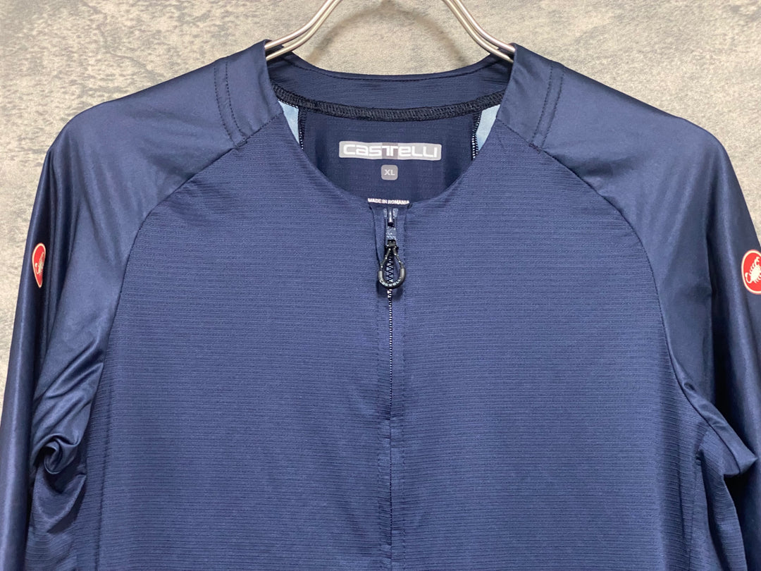KE155 カステリ CASTELLI ロッソコルサ ROSSO CORSA 半袖 サイクルジャージ 紺 XL