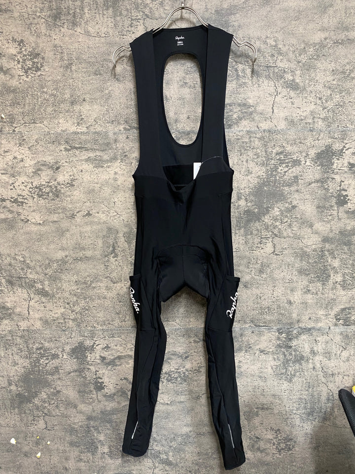 KA860 ラファ Rapha CORE CARGO WINTER TIGHTS WITH PAD カーゴビブタイツ 黒 S 裏起毛 ※パッドスレほつれ