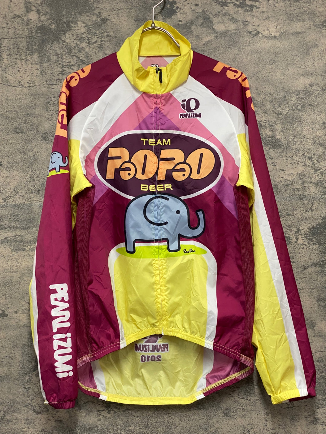 KL087 パールイズミ PEARL iZUMi 長袖 ウインドブレイカー 紫 黄 M TEAM PAOPAO BEER