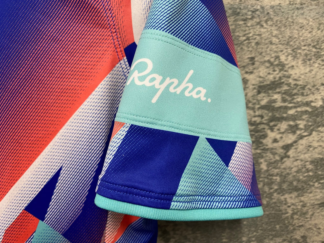 JT899 ラファ Rapha WOMEN'S 100 CORE JERSEY 半袖サイクルジャージ 青 XS ※タバコ臭