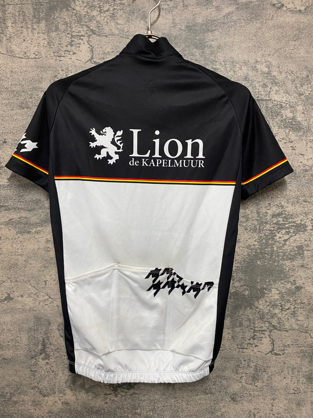 JJ254 リオンドカペルミュール Lion de kapelmuur 半袖サイクルジャージ 白黒 M
