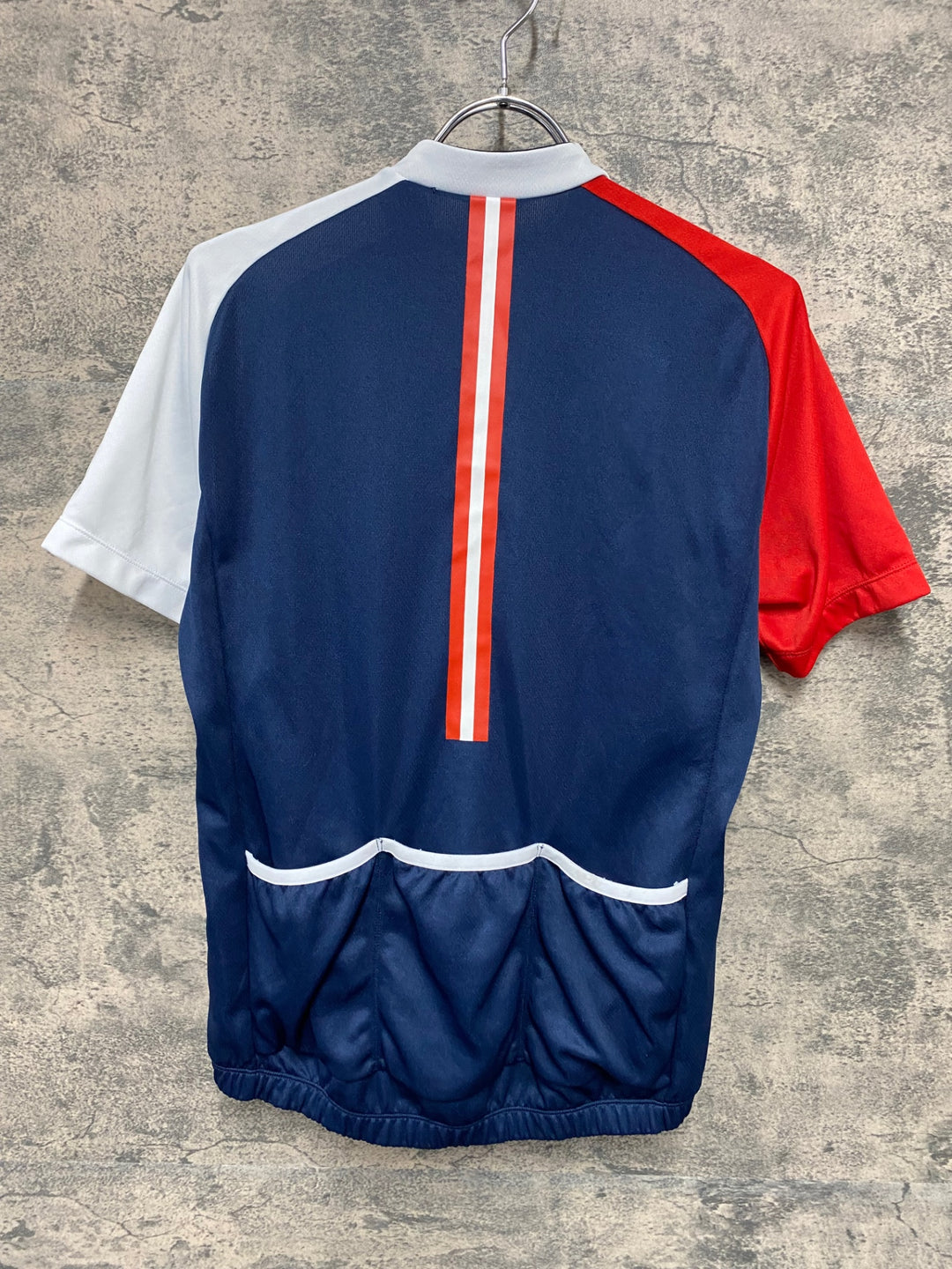 JQ121 ルコックスポルティフ le coq sportif 半袖 サイクルジャージ 紺 M ※ほつれあり
