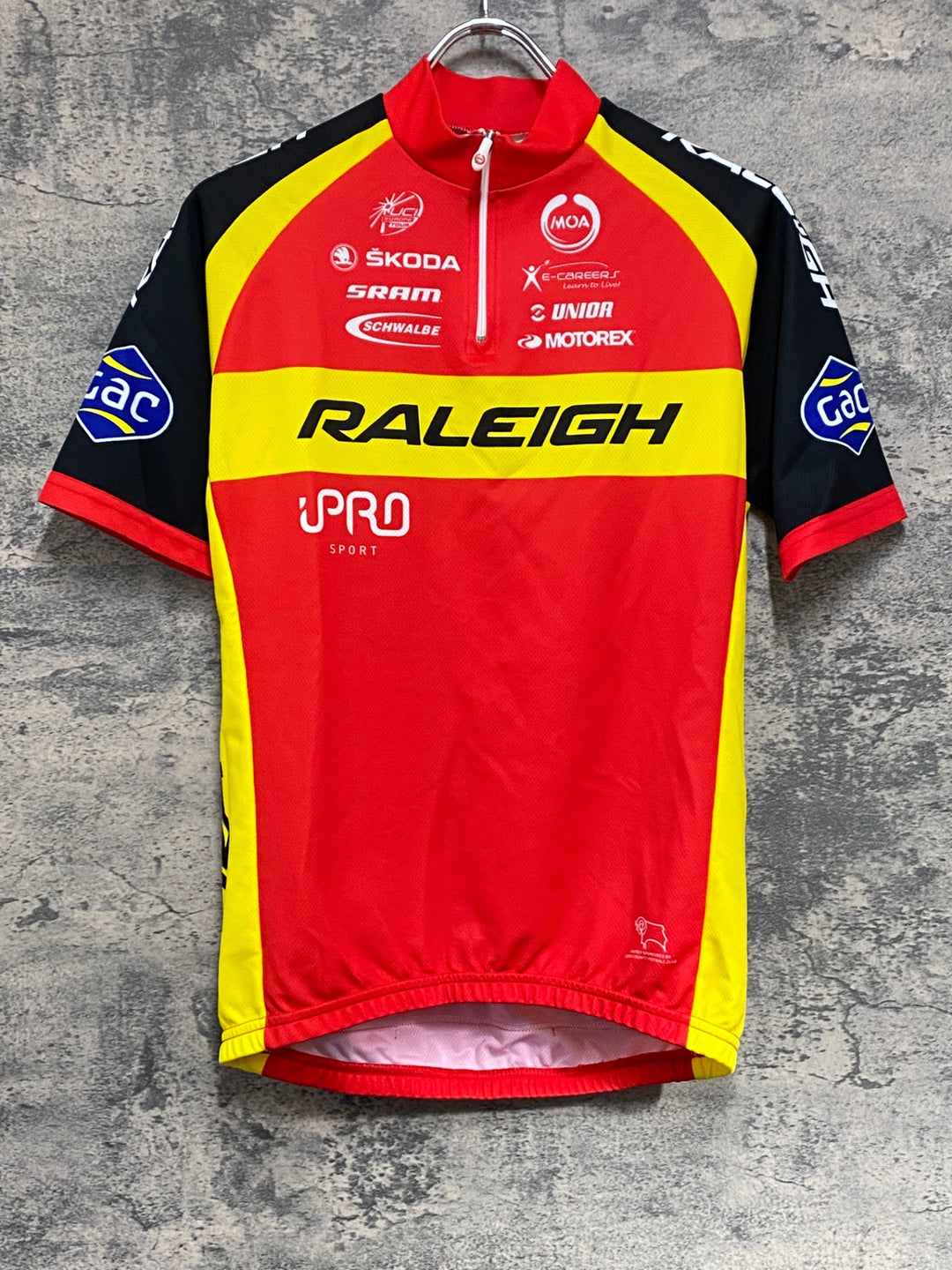 JY839 モア MOA 半袖 サイクルジャージ 赤黄 3 Raleigh Pro Team