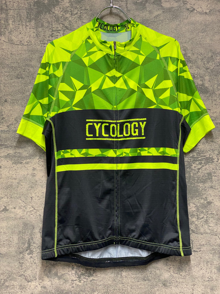 JM735 サイコロジー CYCOLOGY 半袖 サイクルジャージ 緑 黒 RELAXED FIT S