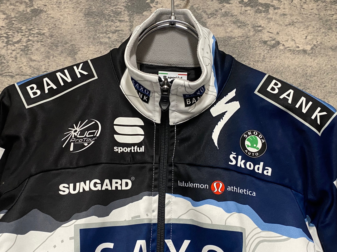 KE984 スポーツフル sportful 長袖 サイクルジャケット 白 黒 S 裏起毛 SAXO BANK