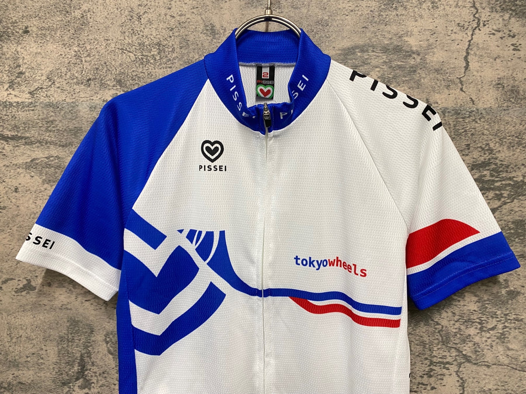 KB944 ピセイ PISSEI 半袖 サイクルジャージ 白 青 2 tokyowheels