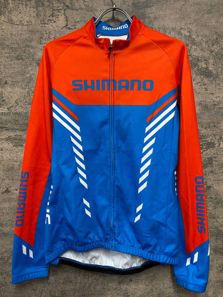JH911 シマノ SHIMANO 長袖 サイクルジャージ 裏起毛 水色 オレンジ Lサイズ