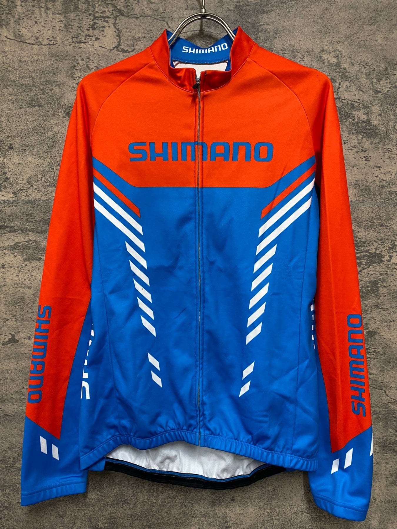 JH911 シマノ SHIMANO 長袖 サイクルジャージ 裏起毛 水色 オレンジ L