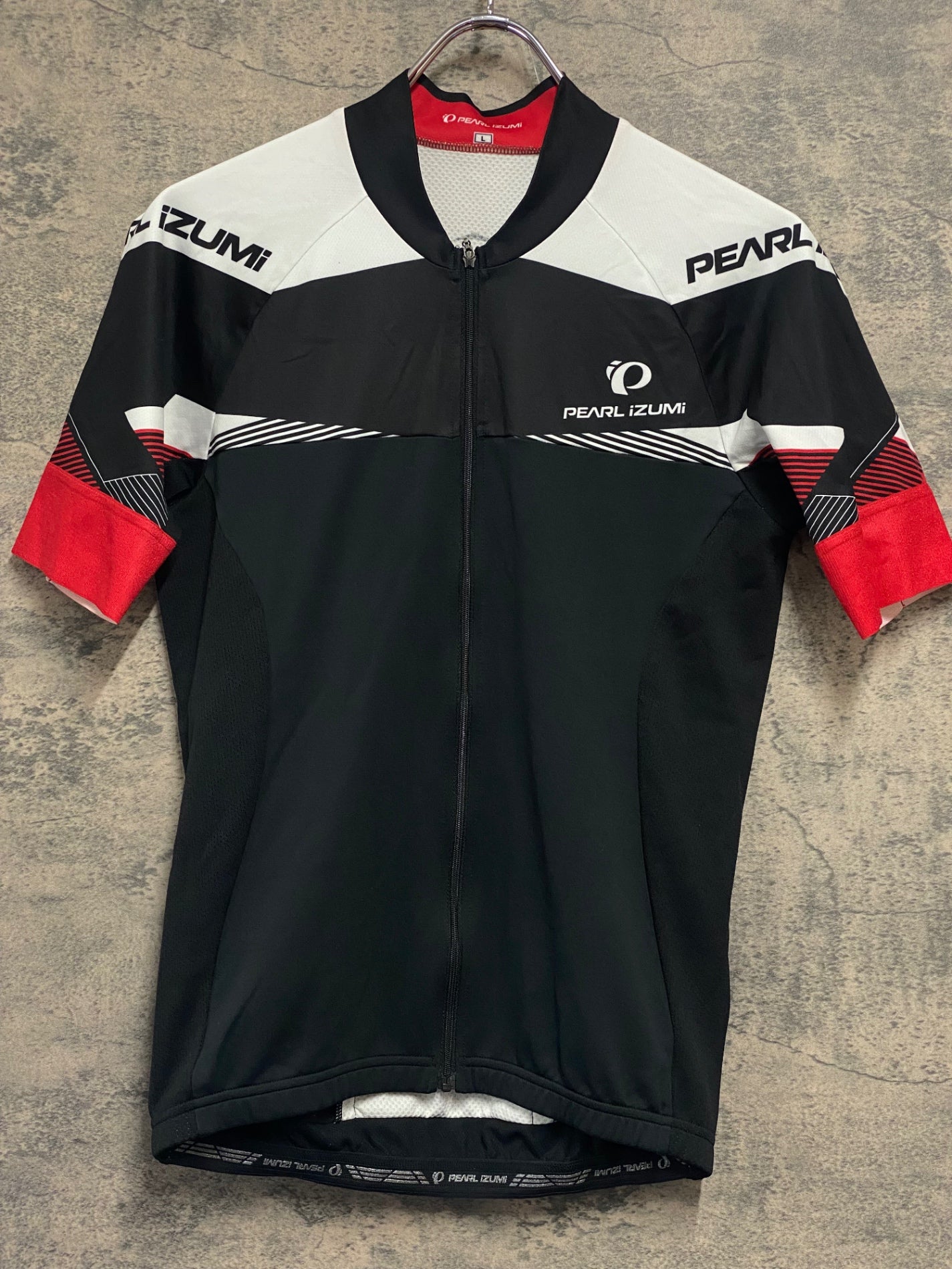 【美品】パールイズミ　PEARL IZUMI サイクルウェア L黒×赤 メンズ パールイズミ（PEARL IZUMI） サイクルジャージ メンズ 半袖 500-B