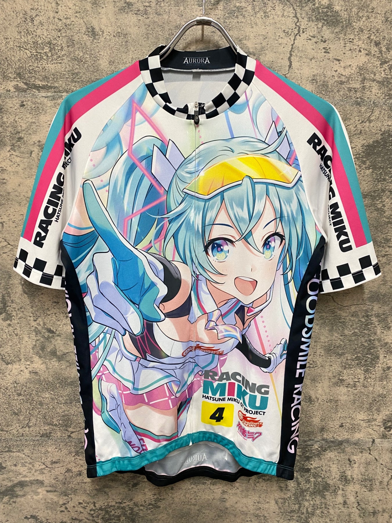 KA074 アウローラ AURORA 半袖 サイクルジャージ 白 青 XL RACING MIKU