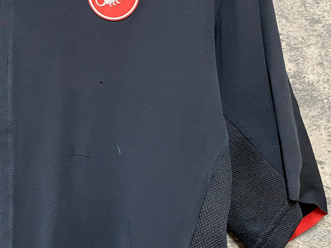 KB214 カステリ CASTELLI 半袖 サイクルジャージ 黒 XL ※ほつれ