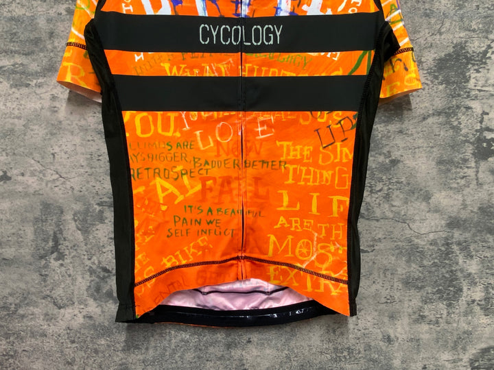 JZ999 サイコロジー CYCOLOGY 半袖 サイクルジャージ オレンジ 総柄 S