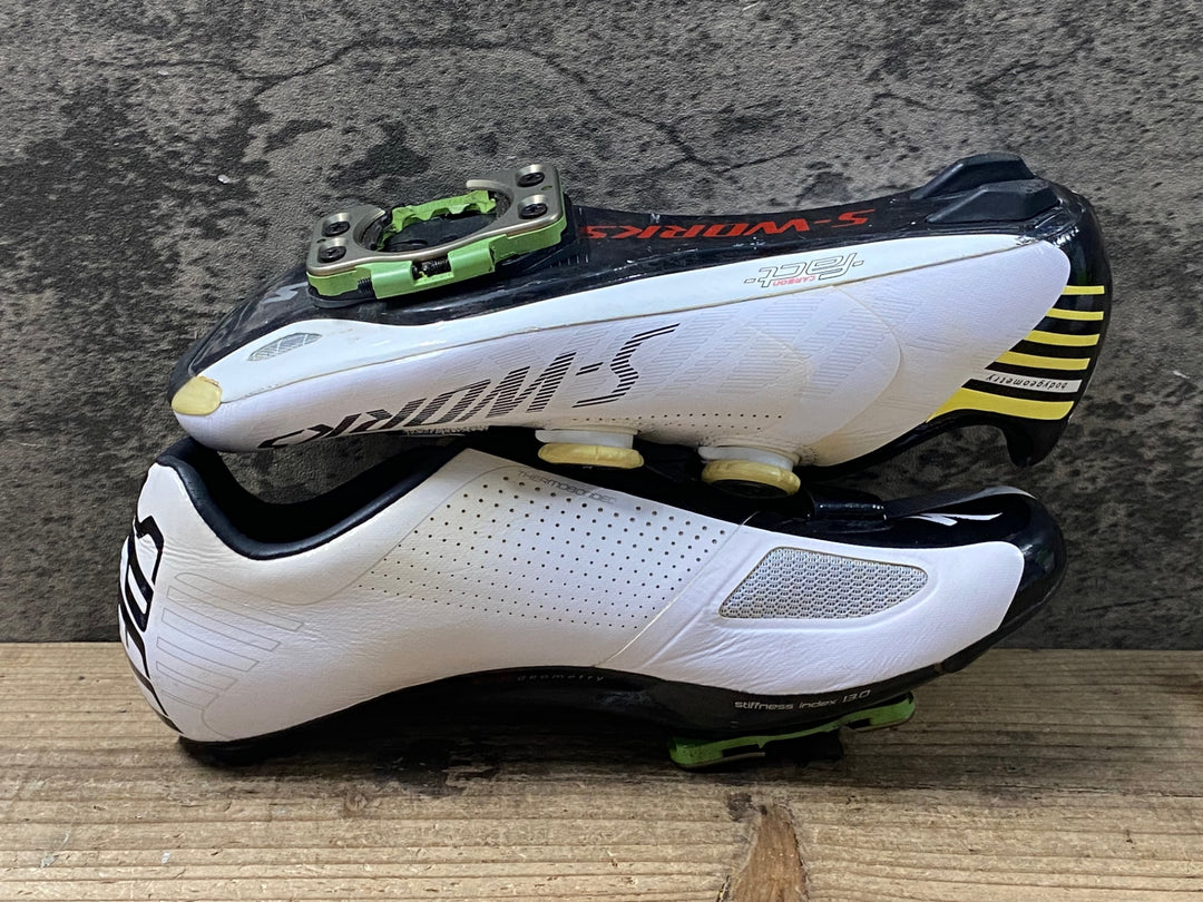 KP678 スペシャライズド SPECIALIZED S-WORKS RD ビンディングシューズ EU40.5 3穴 白黒 ベルクロ剥離