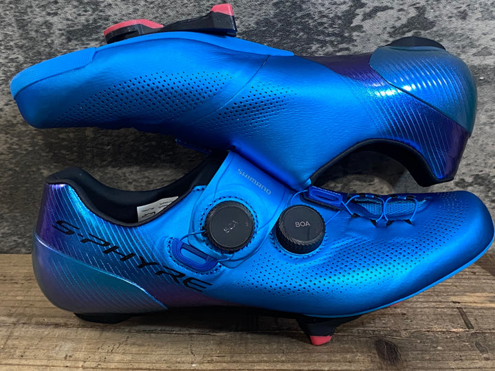 KH163 シマノ SHIMANO エスファイア S-PHYRE SH-RC903M B01E ビンディングシューズ 3穴 WIDE 青 EU42E