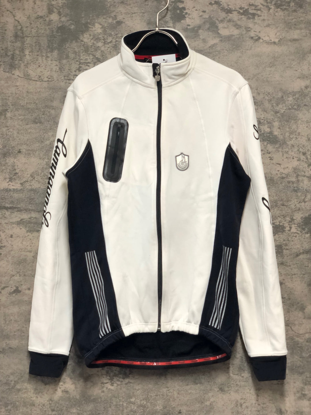 KJ352 カンパニョーロ CAMPAGNOLO 長袖 サイクルジャケット 白 黒 XL 裏起毛