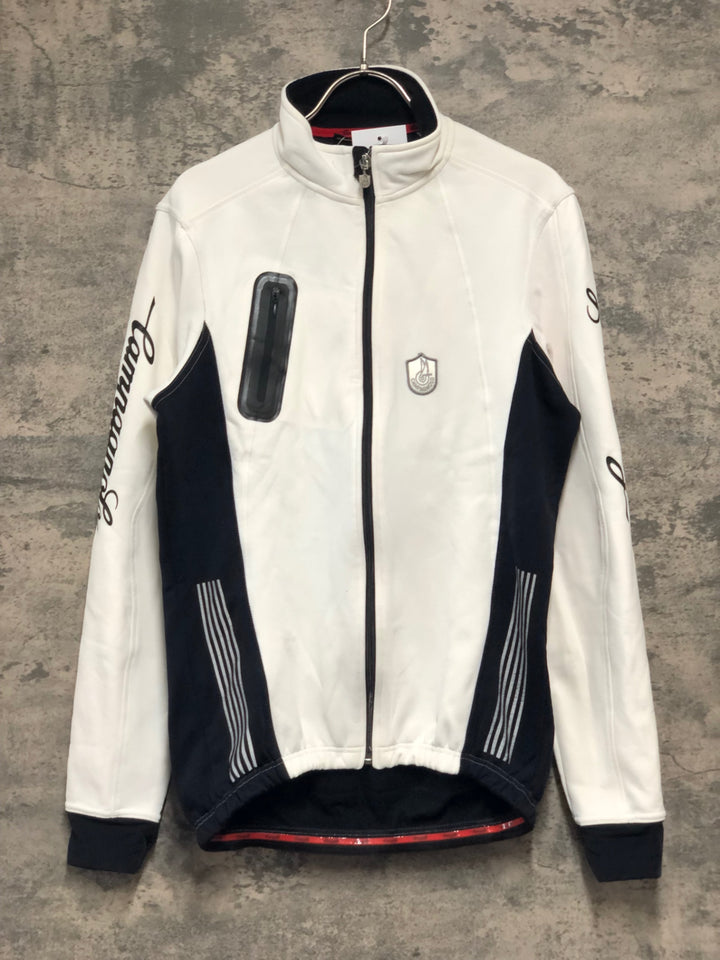 KJ352 カンパニョーロ CAMPAGNOLO 長袖 サイクルジャケット 白 黒 XL 裏起毛