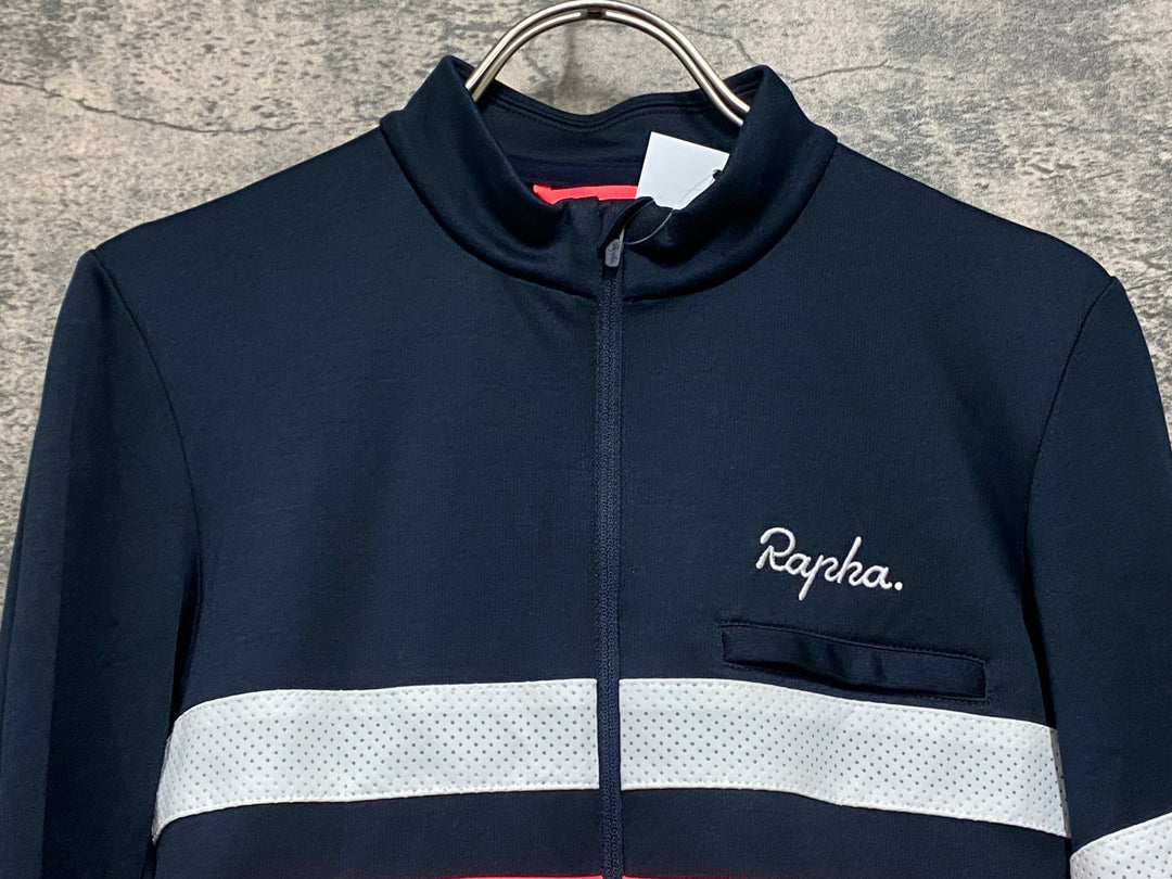 JU127 ラファ Rapha BREVET LONG SLEEVE JERSEY 長袖 サイクルジャージ ネイビー S