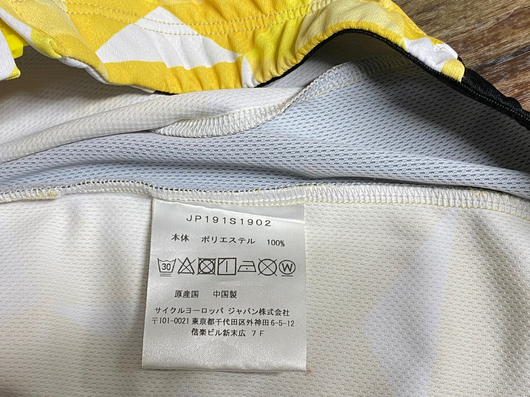 JP879 ビアンキ Bianchi 半袖サイクルジャージ  黄 L ※シミあり