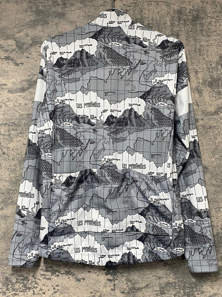 KK037 ルコックスポルティフ le coq sportif 長袖 サイクルジャージ グレー 白 S