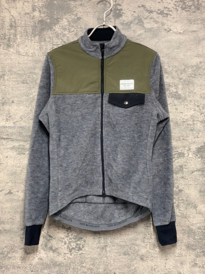 KE381 カフェドシクリステ CAFE DU CYCLISTE Alphosine Man 長袖 サイクルジャケット グレー XS フリース生地
