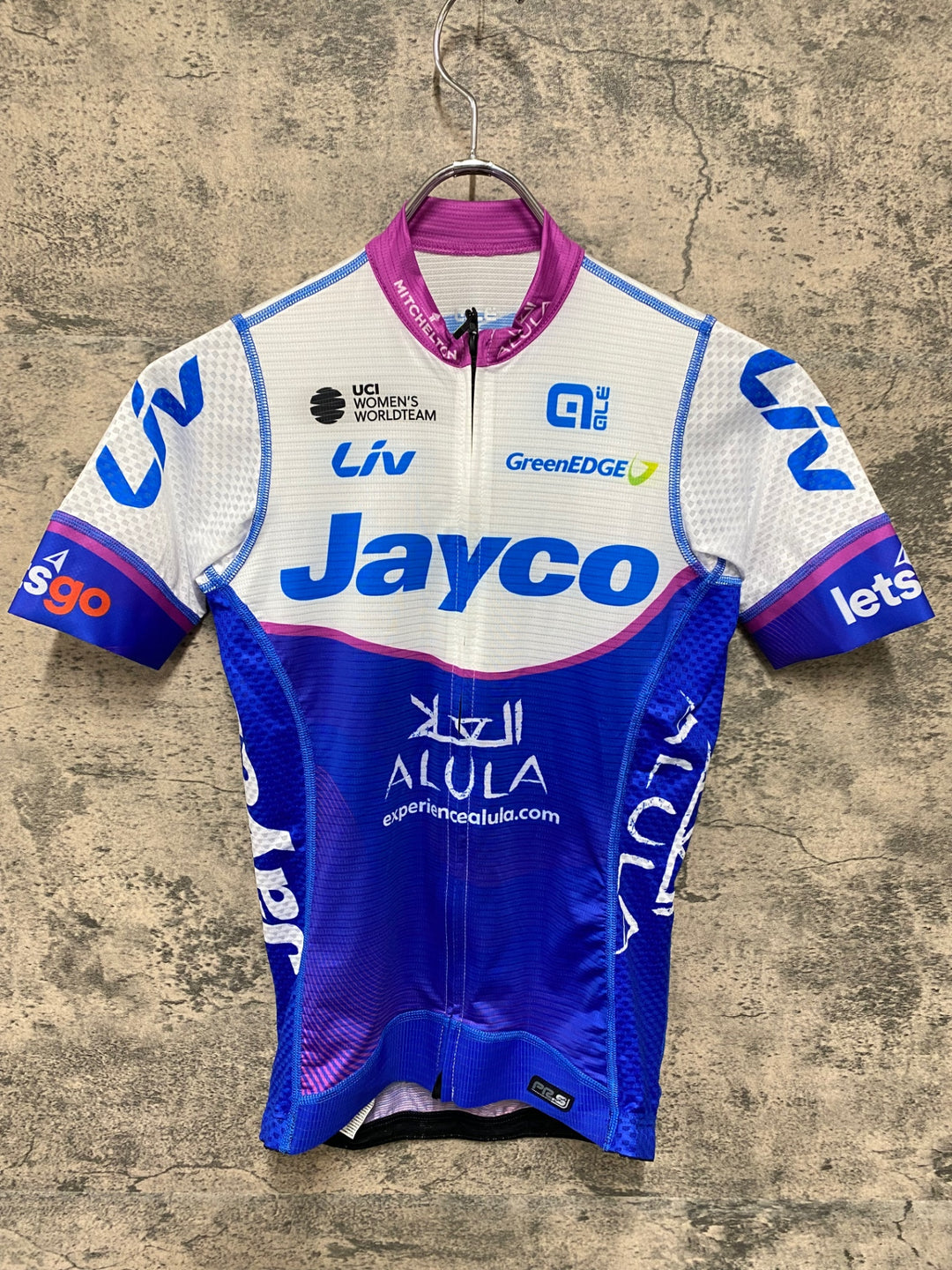 JZ992 アレ ALE 半袖 サイクルジャージ 白 青 XS Jayco