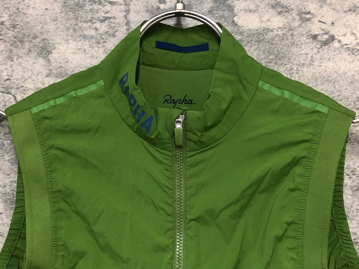 KL468 ラファ Rapha WOMEN'S PRO TEAM LIGHTWEIGHT GILET サイクルベスト ジレ 黄緑 XS ※動物の毛