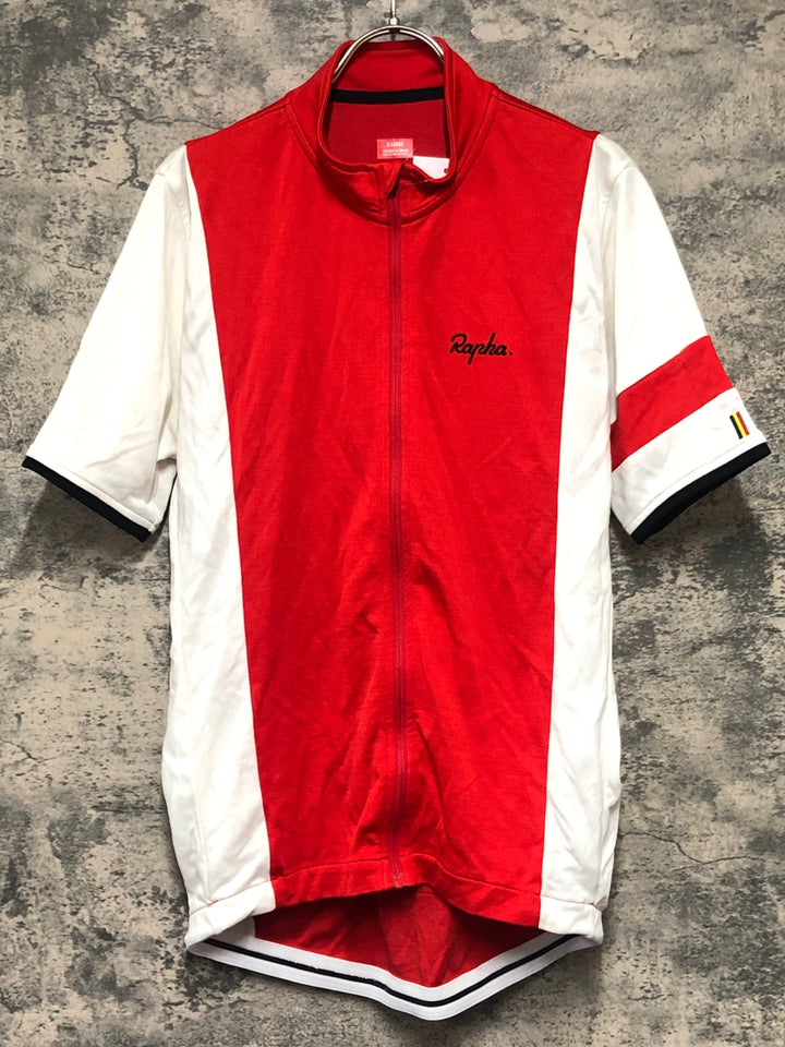 KL261 ラファ Rapha TRADE TEAM JERSEY 半袖 サイクルジャージ 赤 白 XL ※小穴