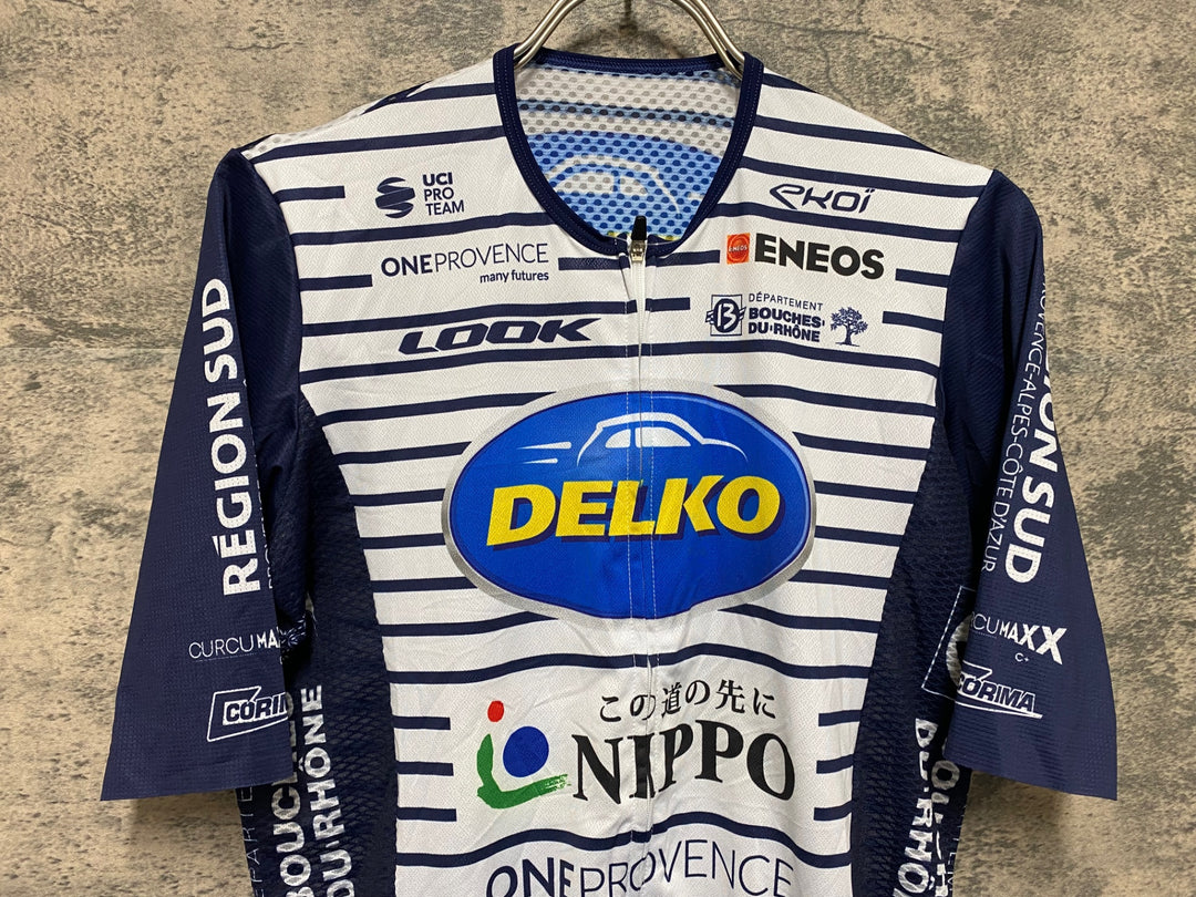 JS106 エコイ ekoi 半袖 サイクルジャージ 紺 白 5/L DELKO