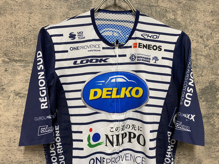 JS106 エコイ ekoi 半袖 サイクルジャージ 紺 白 5/L DELKO