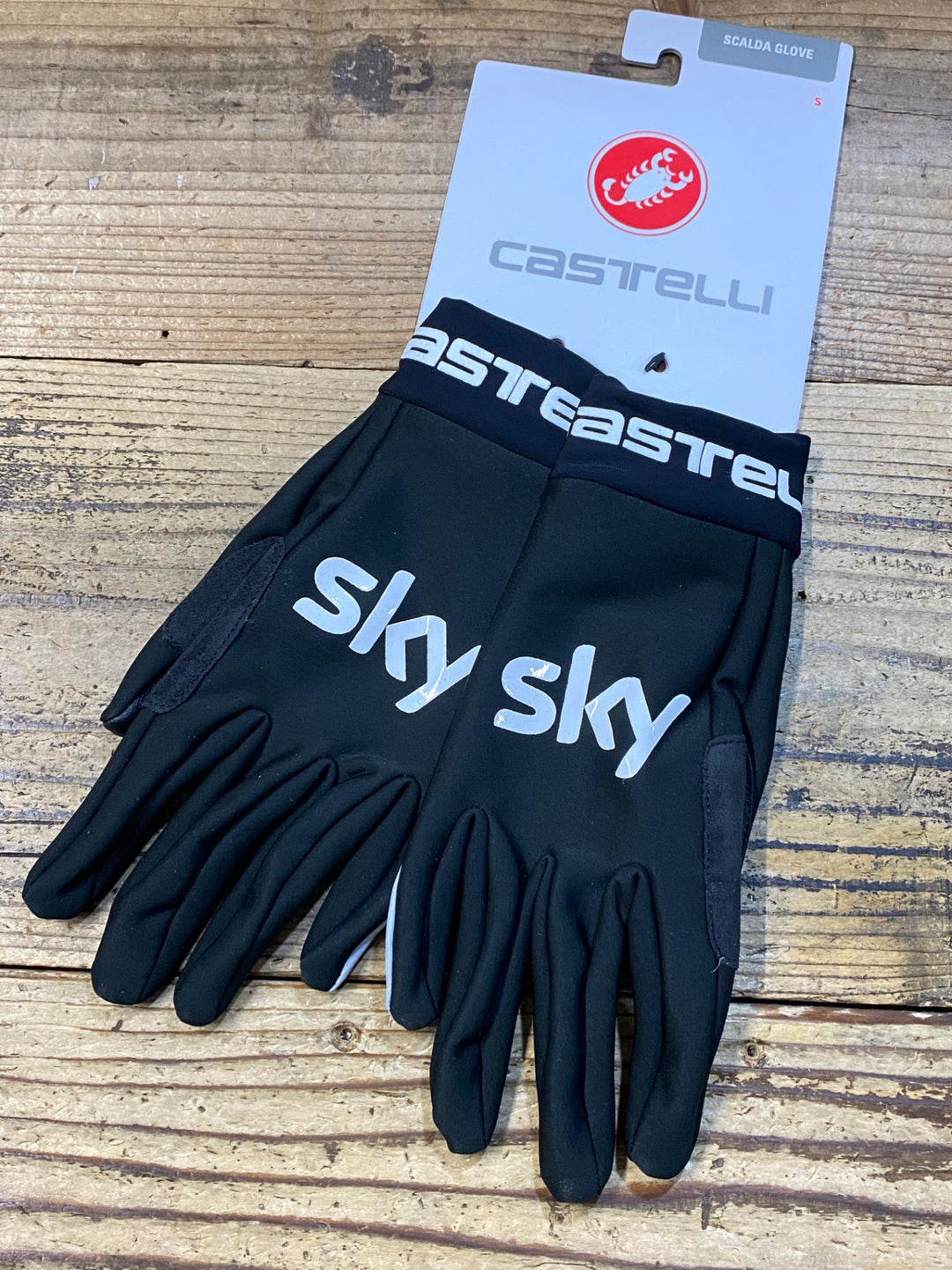 JY834 カステリ CASTELLI SCALDA GLOVE 長指 グローブ 黒 S 裏起毛 TEAM Sky