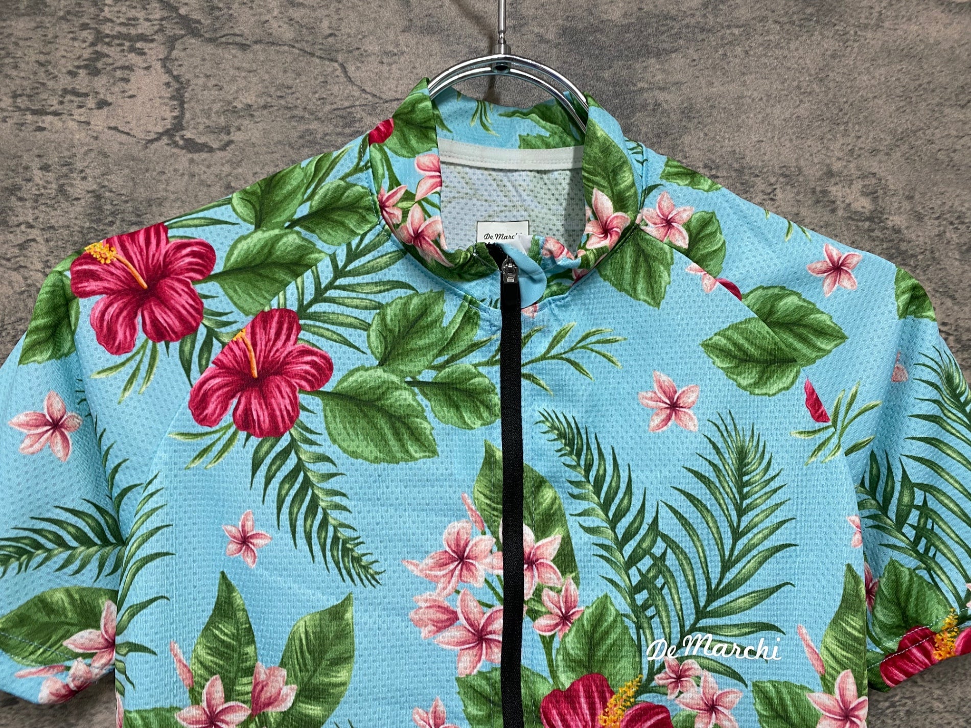 JE563 デマルキ De Marchi 半袖 サイクルジャージ 青 花柄 レディース