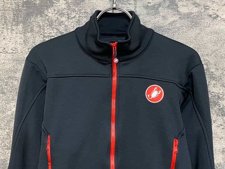 JO287 カステリ CASTELLI 長袖 サイクルジャケット 黒 赤 S 裏起毛 GORE WINDSTOPPER