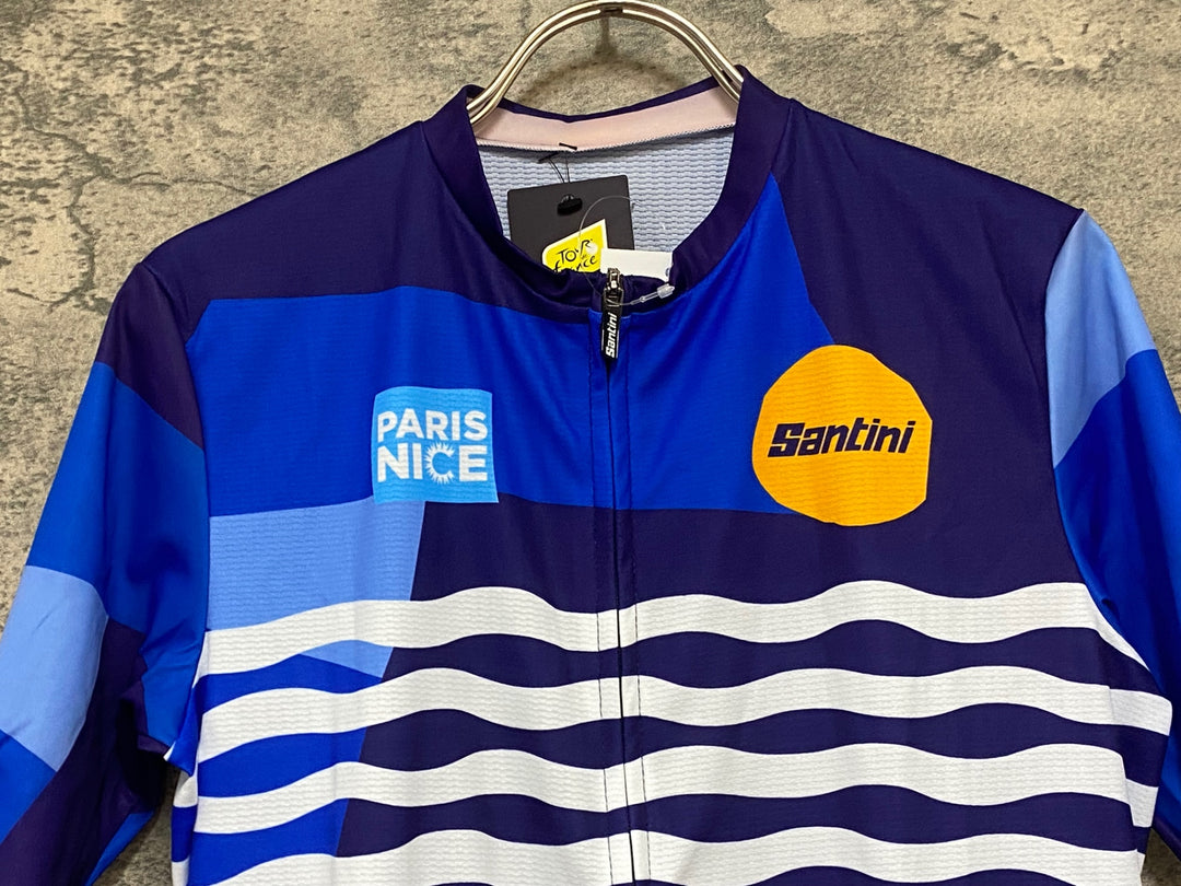JY865 サンティーニ Santini 半袖 サイクルジャージ 青 ネイビー S
