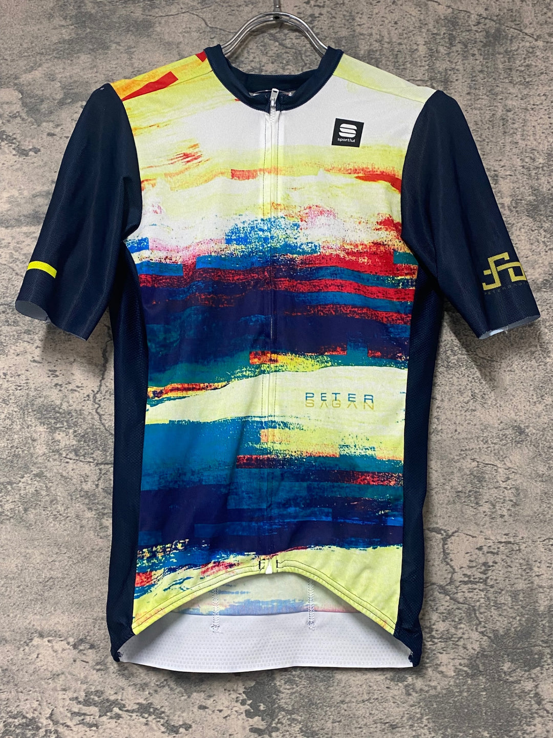 KK033 スポーツフル sportful 半袖 サイクルジャージ 白 紺 総柄 S